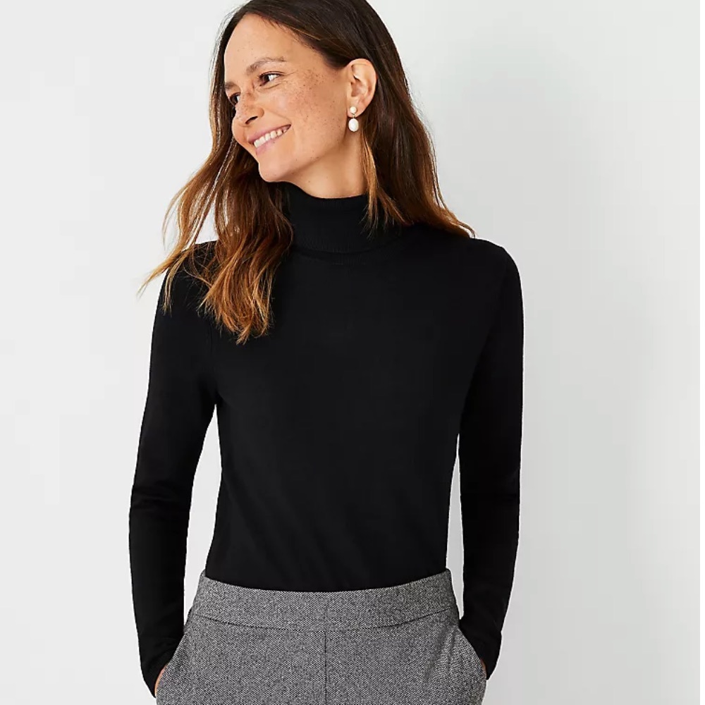Ann Taylor Factory black turtleneck sweater size xs
